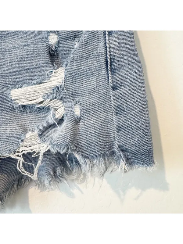 Abercrombie Distressed High Rise Jean Shorts 30 Y2K Grunge Festival Rodeo‎ Boho - Image 3