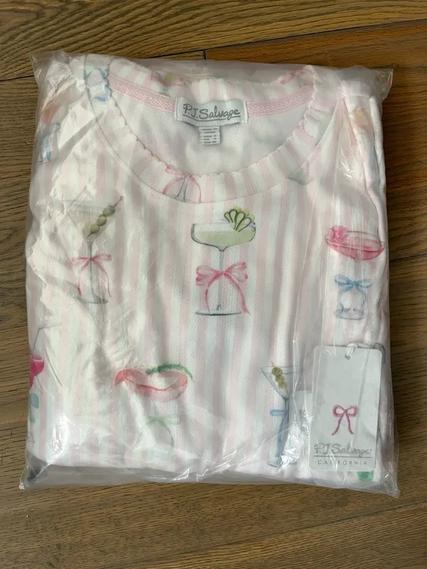 NEW P.J. Salvage Pretty Punch cocktail Pajama Set Baby Pink Stripe Size S - Image 12