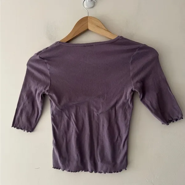 Free People Intimately Purple Mauve Francis Tee Lettuce Hem‎ Scoop Neck Top - Image 4