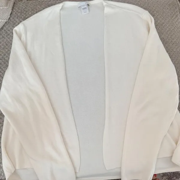 J.Jill Ivory Open Front Knit Cardigan Sweater Size Medium - Image 4