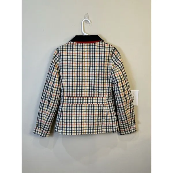 Talbots Quilted Blue‎ Pink Yellow Plaid Check Jacket Coat Zip Size XS Preppy - Image 3