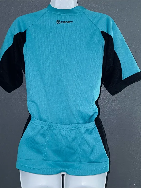 Women’s Canari Polo Black & Blue Short Sleeve Cycling Jersey Top Medium - Image 5