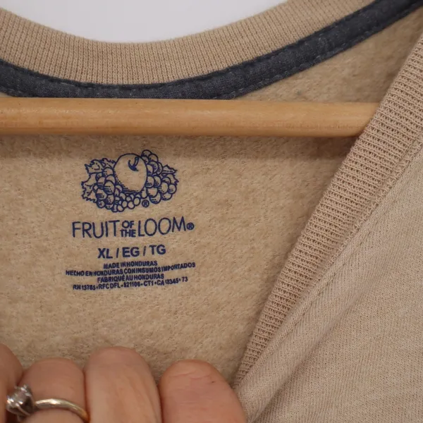 Fruit of the Loom 1988 Graphic Crewneck Sweatshirt Tan Beige XL Pullover - Image 3