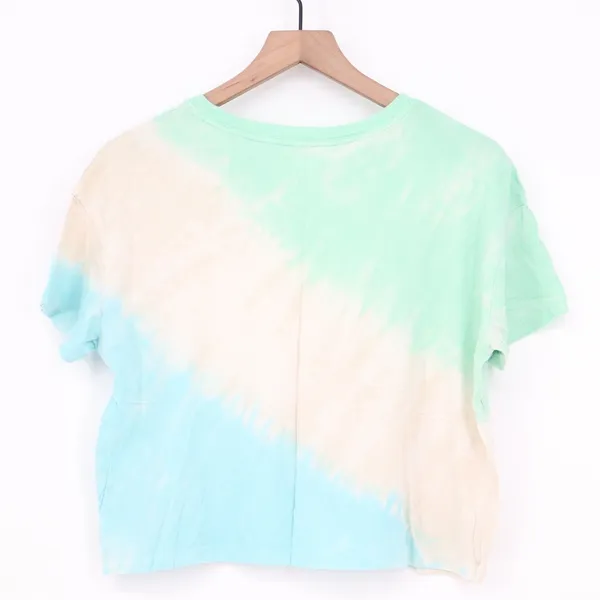Old Navy Womens Tie Dye Crop Tee Green Blue Cream Short Sleeve Size M - Image 5