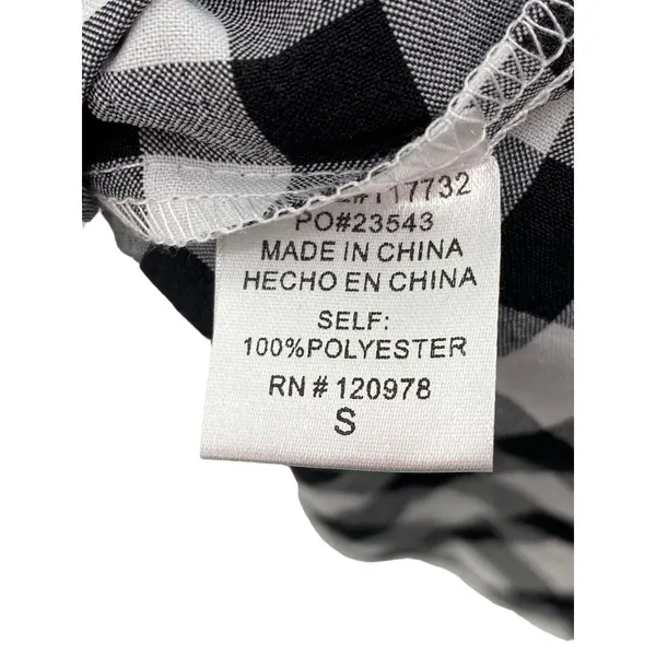 Entro Black and Off White‎ Gingham Print Woven Top NWT Small Checker 3/4 Sleeve - Image 4