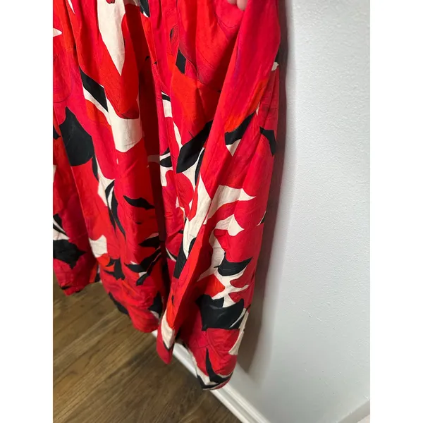 AMUR Black Red Slena Tie Back Floral Print Side Cut-Outs Square Neck Dress sz 8 - Image 7