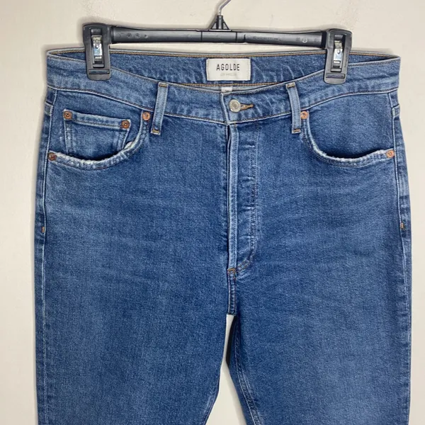 Agolde Nico High Rise Slim Fit Jeans distressed in Cycle wash size 29 - Image 4