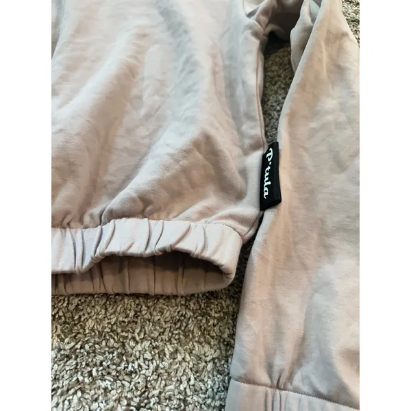 Ptula Women Mauve Cropped Quarter Zip Mock Neck Pullover Sweatshirt Small - Image 2