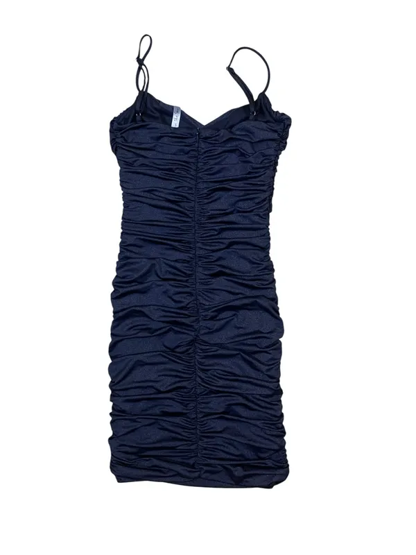 Lucy In The Sky Navy Ruched Bodycon Mini Dress S Spaghetti Strap Cocktail Party - Image 2