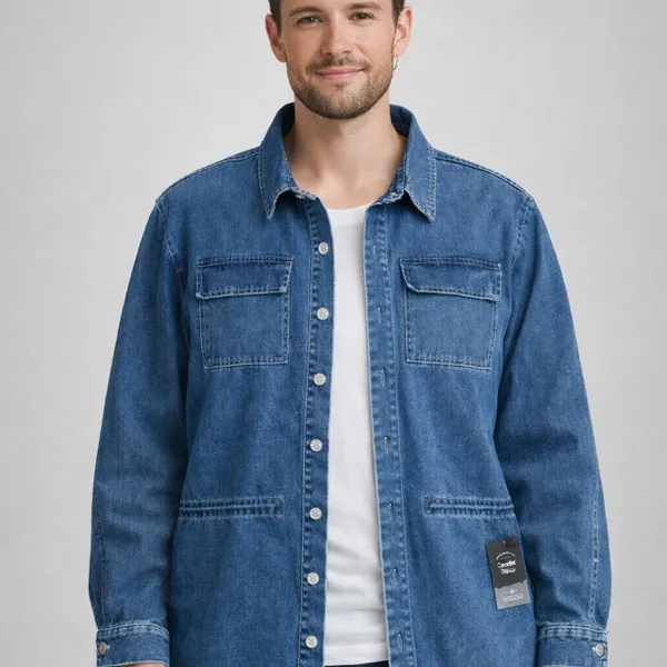 Cavalini Clothing Dark Wash Denim Shirt Jacket Shacket 3X NWT - Image 2