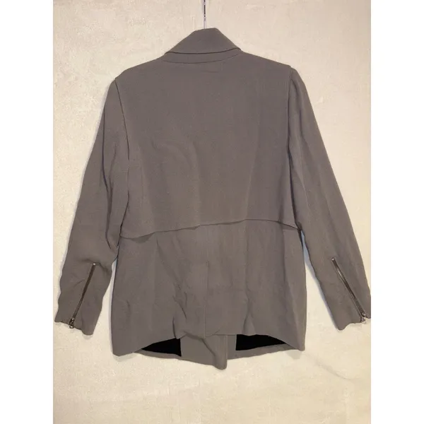 Wilfred Aritzia‎ Gray Mayet crepe moto Jacket Asymmetrical Snap Zipper Cuff - Image 9