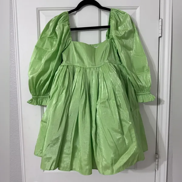 NWOT SELKIE The Puff Sleeve Dress in Avocado Green - Image 3