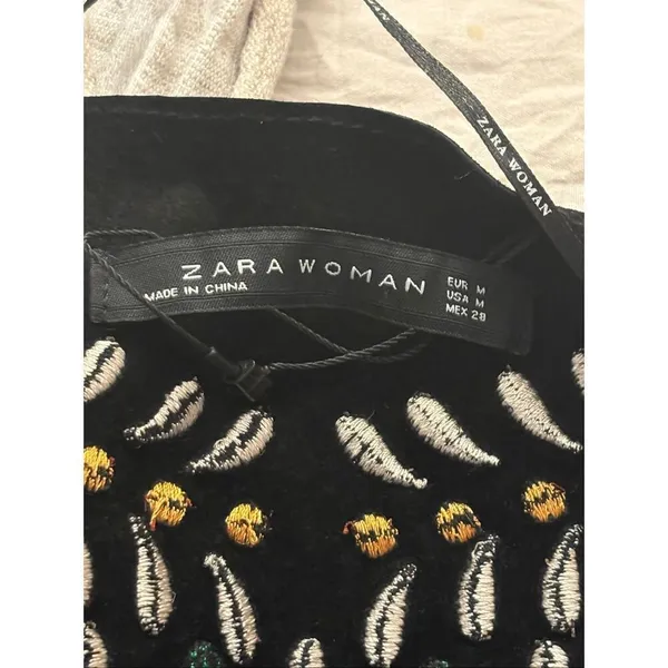 New Zara Black Embroidered Crop Vest Medium - Image 6