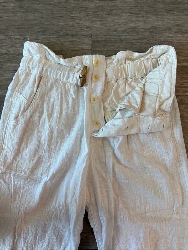 Free People Paradise Toggle Cropped White Pants, Size XS - Image 5