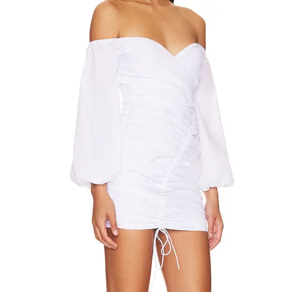 More To Come Abril Off Shoulder Dress in White, Size XS​​​​​ - Image 2