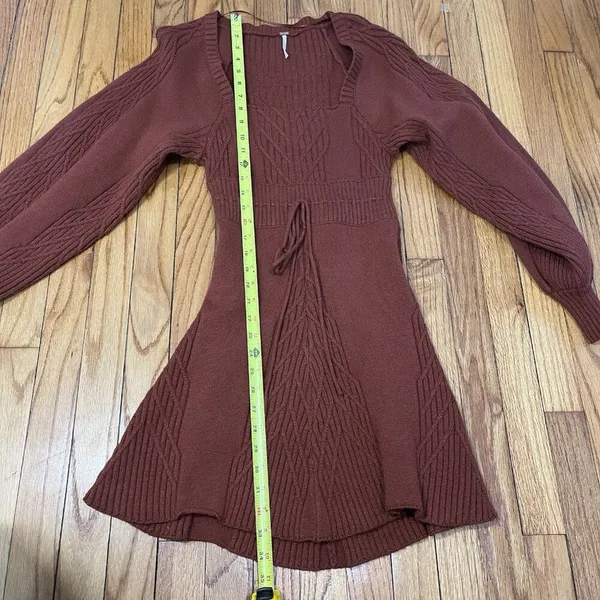 Free People Emmaline Mini Sweater Dress Cut Out Back in Burnt Orange Small‎ - Image 9