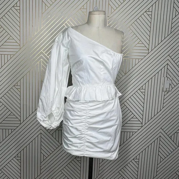 Shona‎ Joy Grant One Shoulder Ruched Mini Dress in White Size US 2 - Image 3