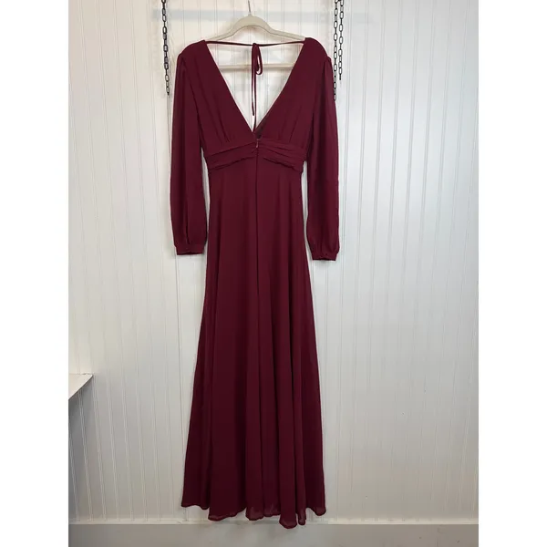 NWOT Lulus Love You So Burgundy Long Sleeve Maxi Dress Wedding Prom Holiday M - Image 5