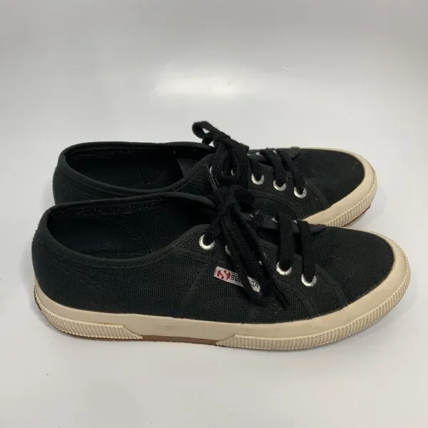 Superga canvas sneakers black & cream size‎ 7 - Image 2