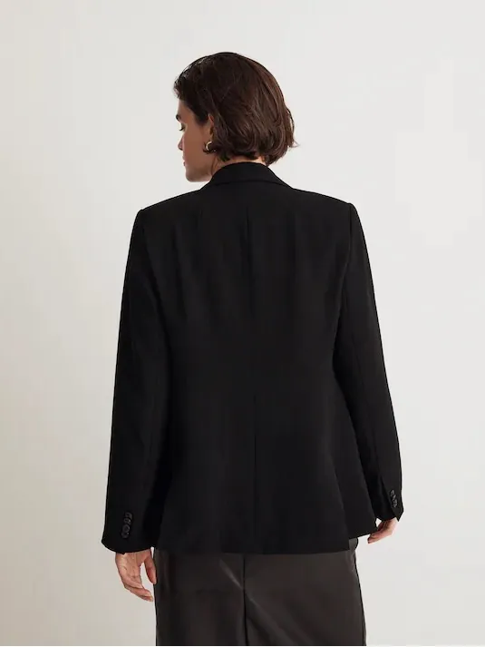 Madewell The Rosedale Blazer Crepe Black Oversized Academia Size 0 - Image 2