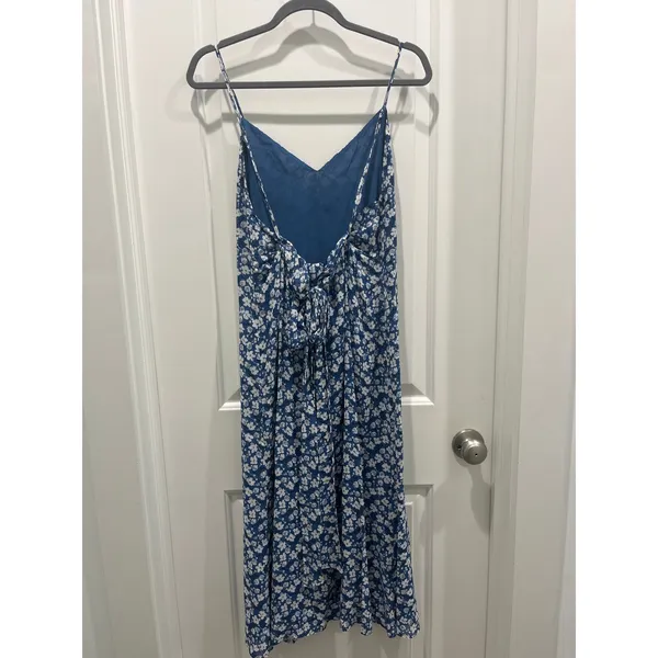 Reformation Dietrich Blue Floral Crepe Midi Dress Sz 4 - Image 7