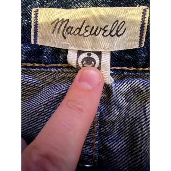 Madewell‎ Low Slung Baggy Crop Jeans 26 Raw Hem Wide Leg Blue Denim High Rise - Image 4
