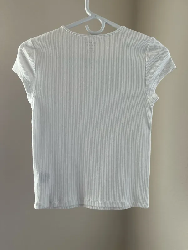 White Ribbed T-Shirt American Eagle - Image 4
