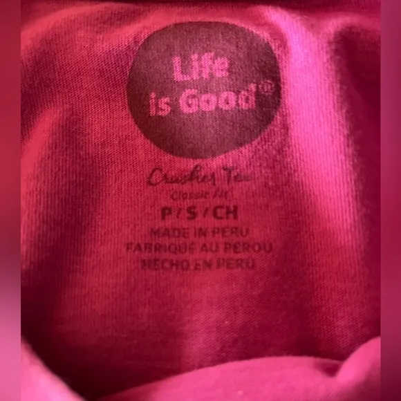 Life is Good Sewing Machine Patterned Short Sleeved Tee Dark Pink Size Small‎ - Image 4