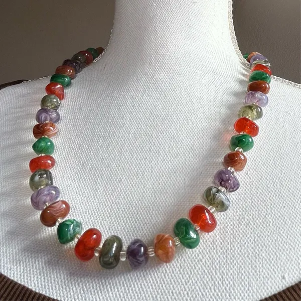 Vintage multi color nugget bead necklace - Image 8