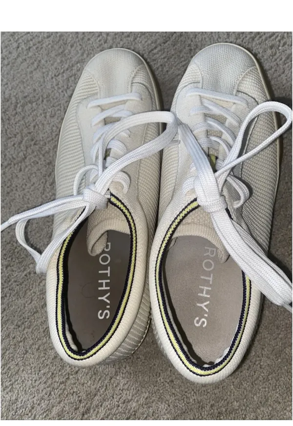 Rothy’s The Lace Up Vanilla Off White Textile Athletic Sneaker Shoes Wm 9US 40EU - Image 14