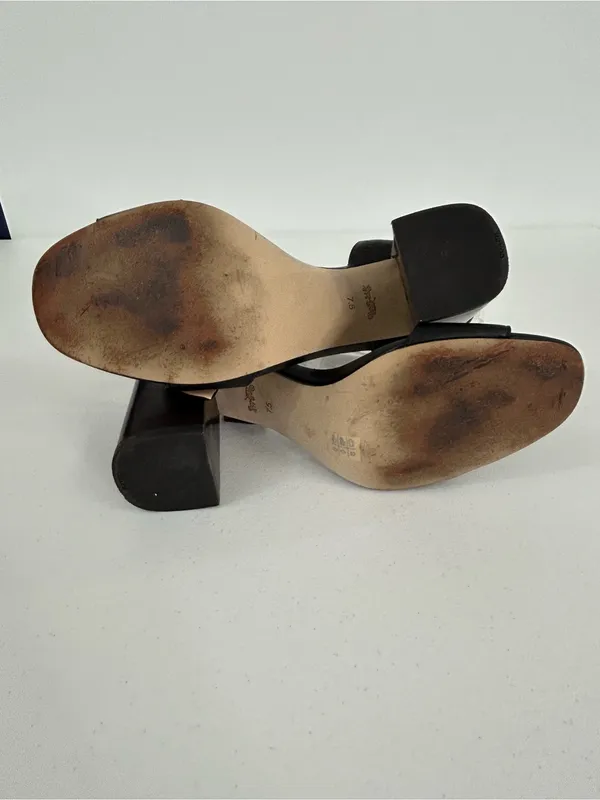 Coach Maddi Black Leather Block Heel Sandals Size 7.5 - Image 6