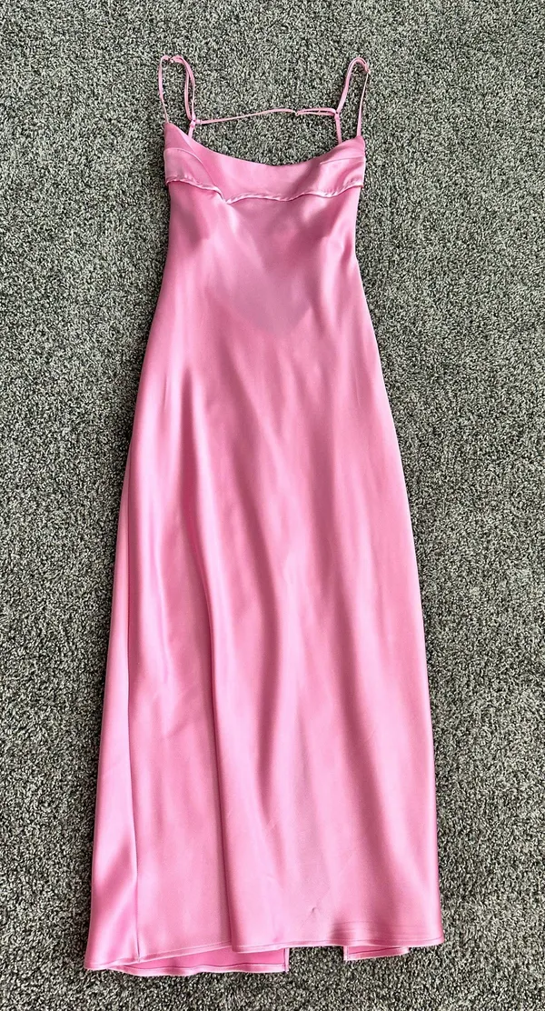 Zara Pink Satin Effect Cut Out Dress - Image 3