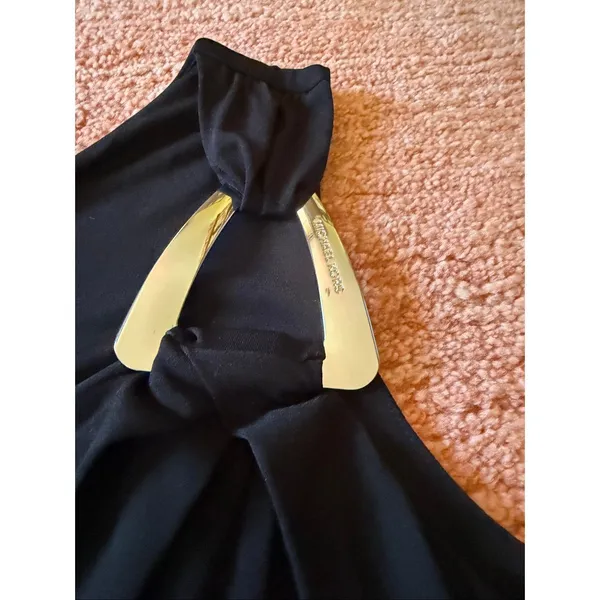Michael Michael Kors One Shoulder Black Top Silver Hardware Size L - Image 6
