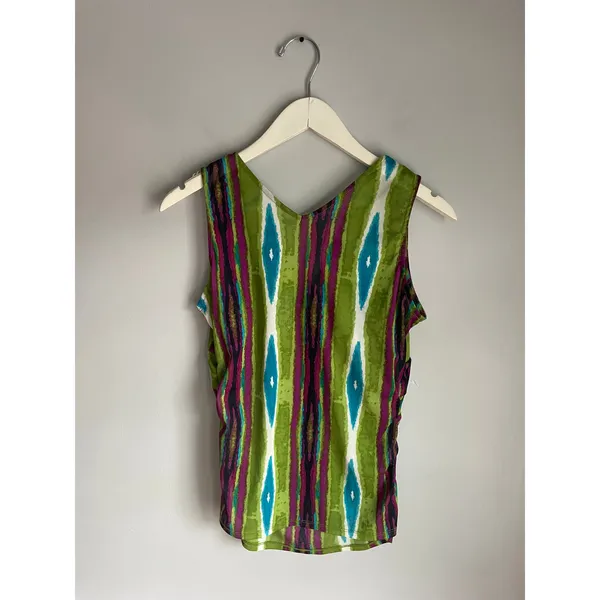 Y2K Babydoll V neck Sleeveless Going Out Top Blue Vintage Green Brown Retro‎ 4 - Image 2