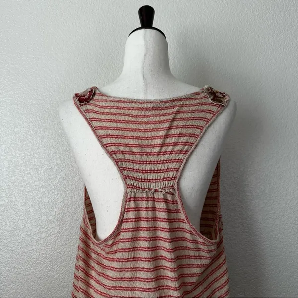 Free People Frida Floral Embroidered Striped Wrap Gauzy Knit Tank Top, Sz Medium - Image 7