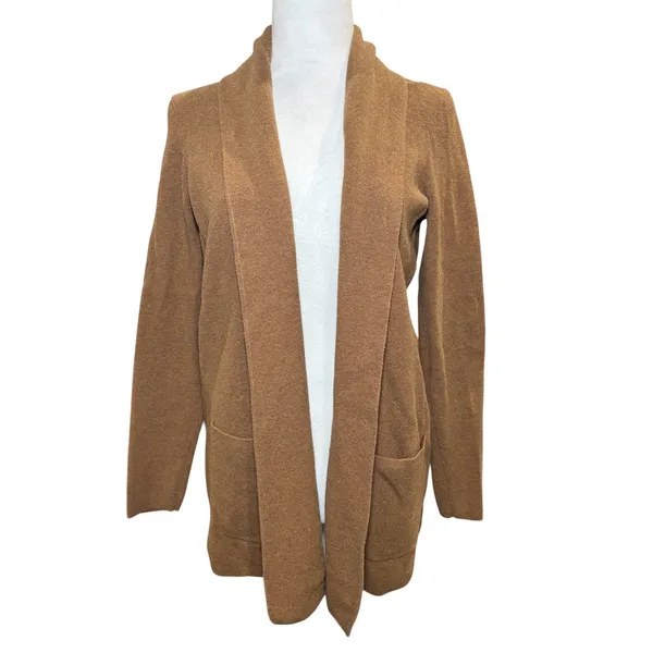 J.Crew Camel Open Front Cardigan Size‎ XS Longline Knit Coatigan Tan Brown - Image 2