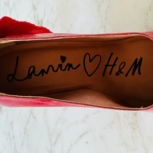 2010 LANVIN x H&M Red Patent Leather Ribbon Rhinestone Heel Pumps - EUR 37 /US 6 - Image 3
