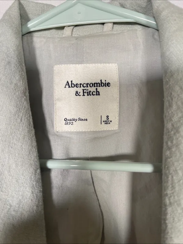 Abercrombie & Fitch Womens Green Linen Blend Blazer Suit Jacket Small - Image 3
