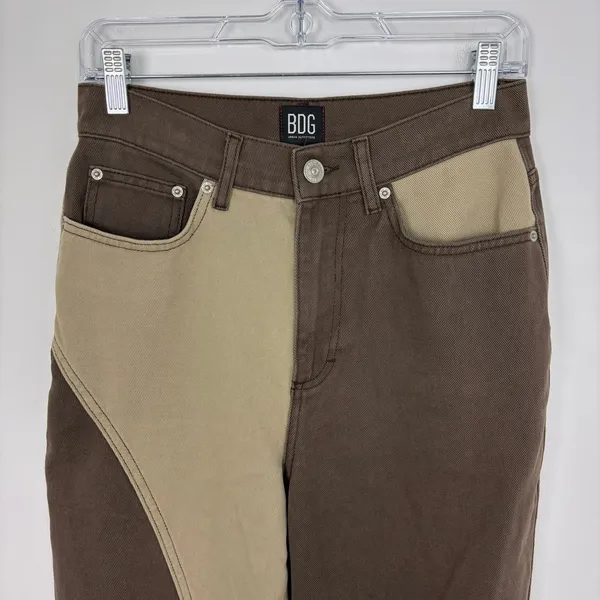 BDG Urban Outfitters Cowboy Jeans Colorblock Brown High Rise Straight Size 27 - Image 4
