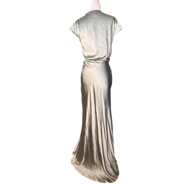 Billy J Selma Sage Green Satin Maxi Dress‎ Bridesmaid Wedding Guest Formal Gown - Image 9