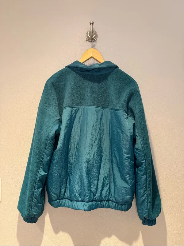 Wild Fable Teal Blue Nylon Colorblock Zip Up Jacket Mock Neck Size Medium - Image 3