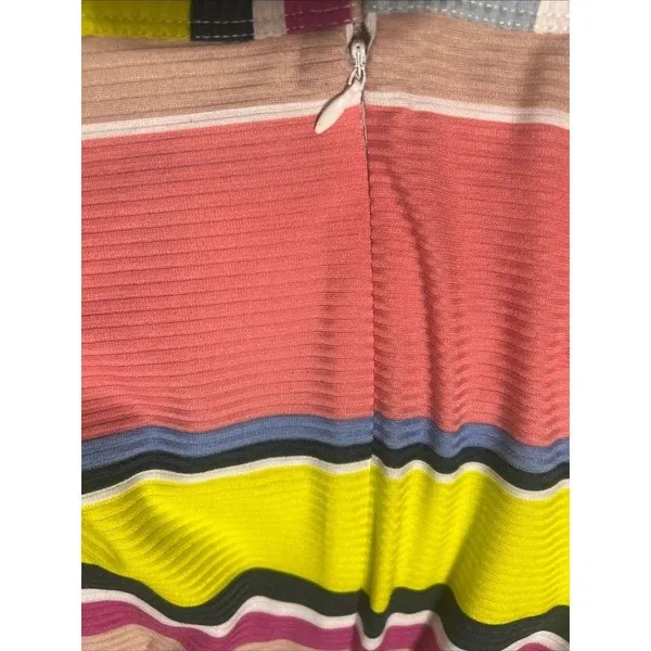 GUESS Multi-color Bright Striped Maxi Dress Size 4 Ribbed Short Sleeve Happy - Image 5