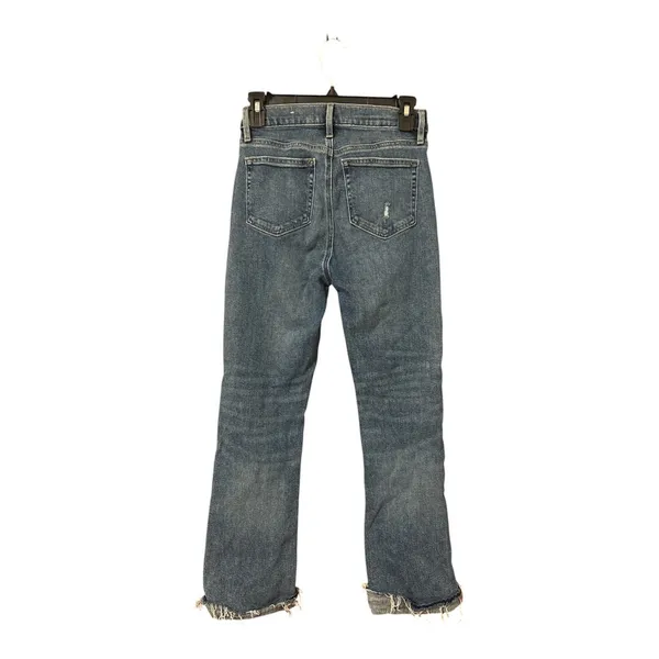 LOFT Jeans The Kick Crop Jeans Size 24/00 High Rise Cropped Flare Denim Raw Hem - Image 4