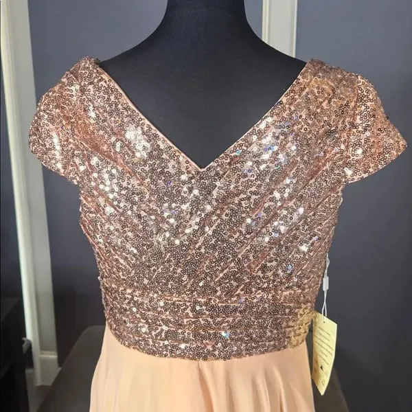 Women’s Full Length Prom Formal Dress Sequined V-Neck Bodice SideZip Size 12 NEW - Image 6