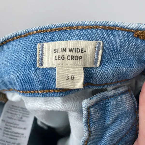 Madewell Cotton Coastal Clean Sustainable Slim Wide-Leg Crop Jeans 30 Blue - Image 5
