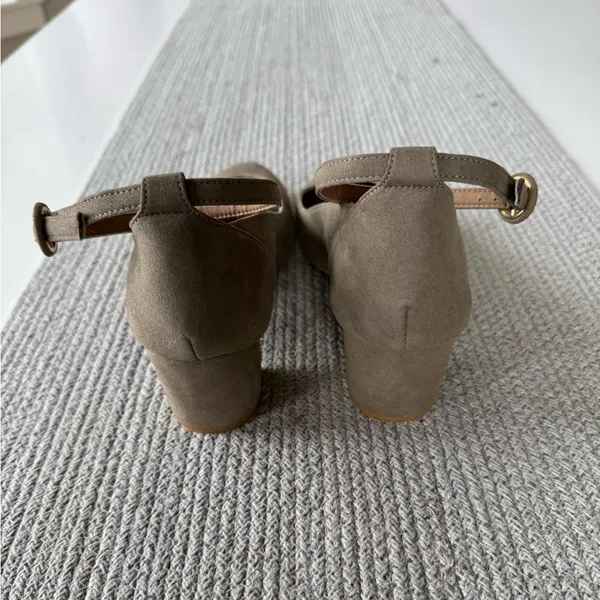 Novacas Light Gray Taupe Suede Block Heel Ankle Strap Pumps Dress Shoes Sz 40 9 - Image 9