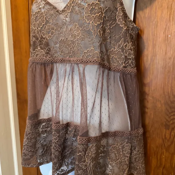 Maurice's Lace‎ Sheer Coquette Flowy Ruffle High Neck Top Fairy Whimsical Whimsigoth M - Image 6