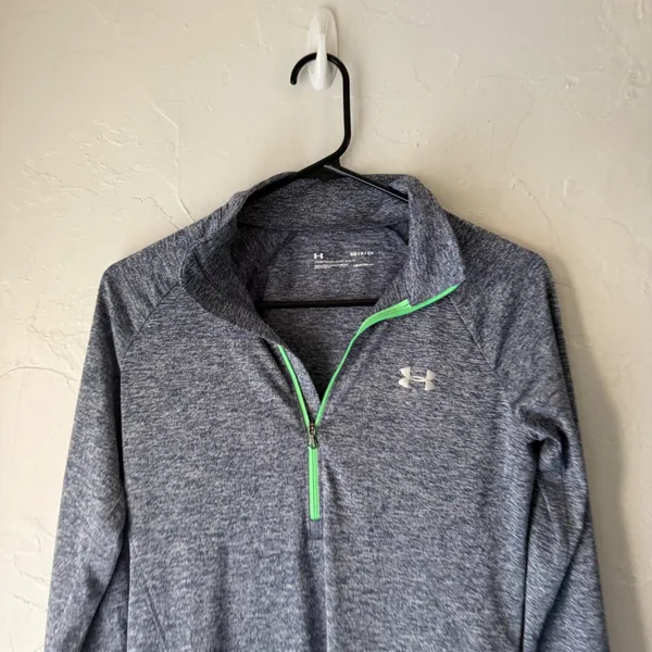 Under Armour HeatGear‎ Women's Blue Loose 1/4 Zip Long Sl Athletic Top Small - Image 2