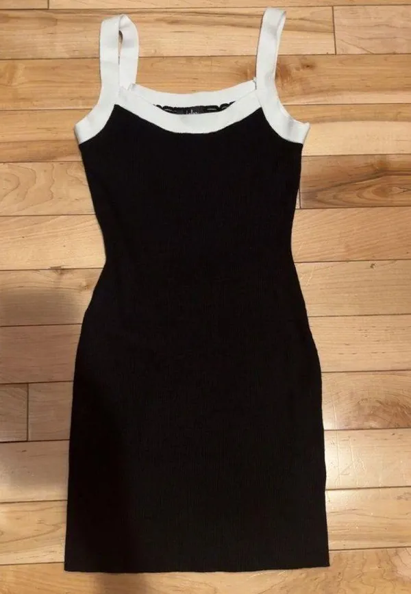 Lulu’S Effortless Influence Black Ribbed Color Block Mini Sweater Dress - Image 2