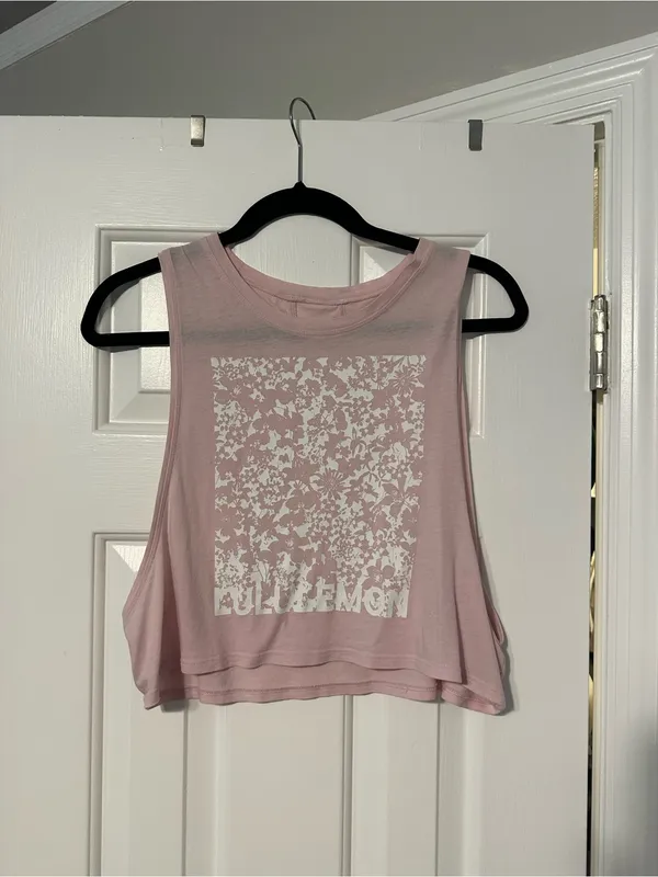 lululemon athletica Pale Pink Floral Graphic Cropped Tank - Image 2